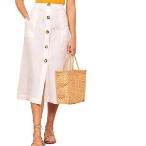 REFORMATION Highland Button Front Midi Skirt